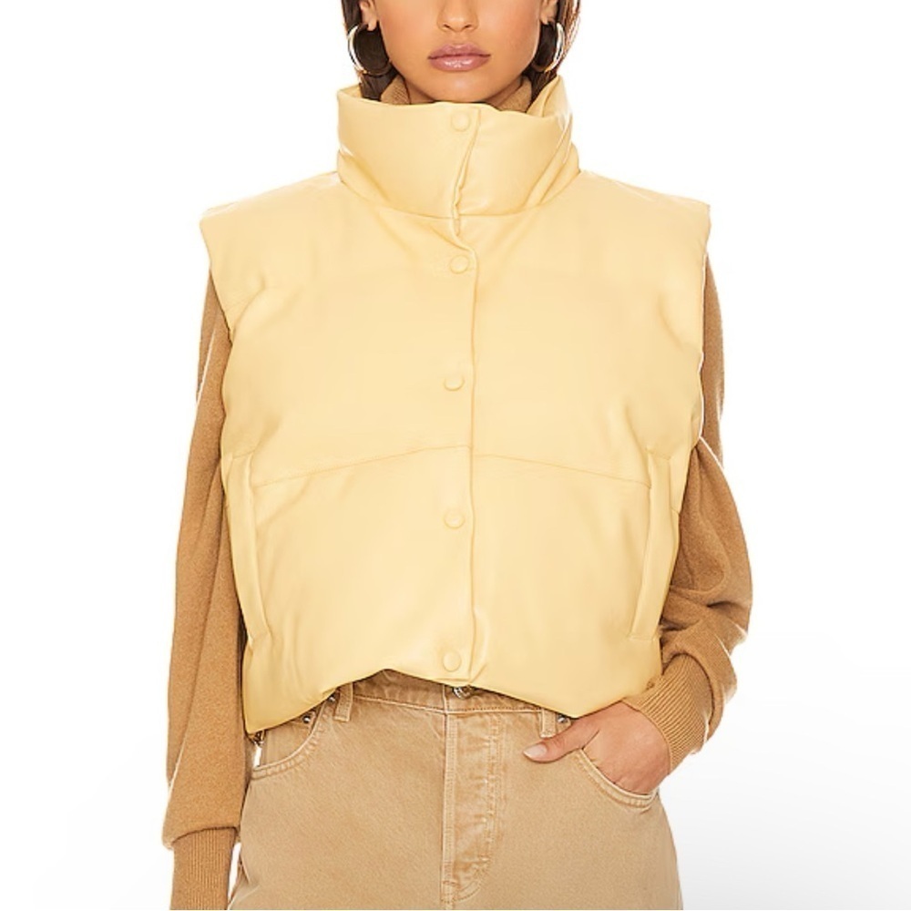 Toast Society Atlas Faux Leather Vest in Mellow Yellow Size M